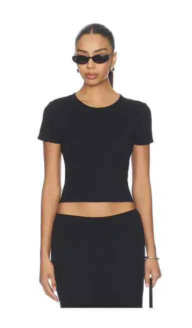 LESET Pointelle Baby Tee | Thumbnail 1