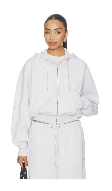 Alexander Wang Zip Up Hoodie With Rhinestone Drawcord | Thumbnail 2 Alexander Wang Zip Up Hoodie With Rhinestone Drawcord | Thumbnail 2