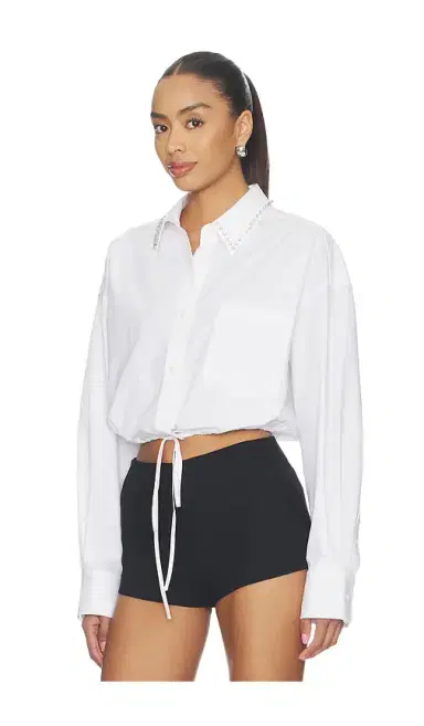 Alexander Wang Wrap Shirt With Crystal Stud Collar | Thumbnail 2 Alexander Wang Wrap Shirt With Crystal Stud Collar | Thumbnail 2