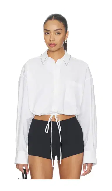 Alexander Wang Wrap Shirt With Crystal Stud Collar | Thumbnail 1 Alexander Wang Wrap Shirt With Crystal Stud Collar | Thumbnail 1