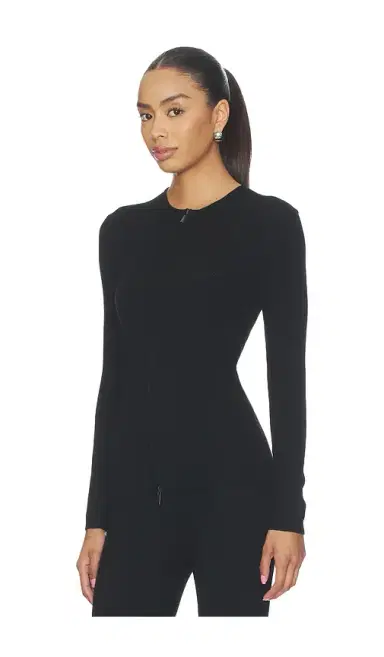 Fear of God Essentials Signature Rib Knit Fitted Long Sleeve Zip Up Tee | Thumbnail 2