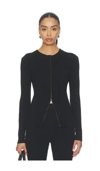 Fear of God Essentials Signature Rib Knit Fitted Long Sleeve Zip Up Tee | Thumbnail 1