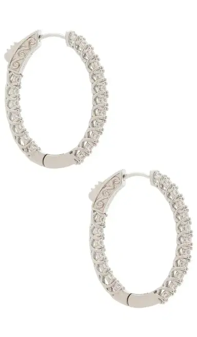 SHASHI Oval Diamond Hoop | Thumbnail 2