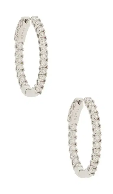 SHASHI Oval Diamond Hoop | Thumbnail 1