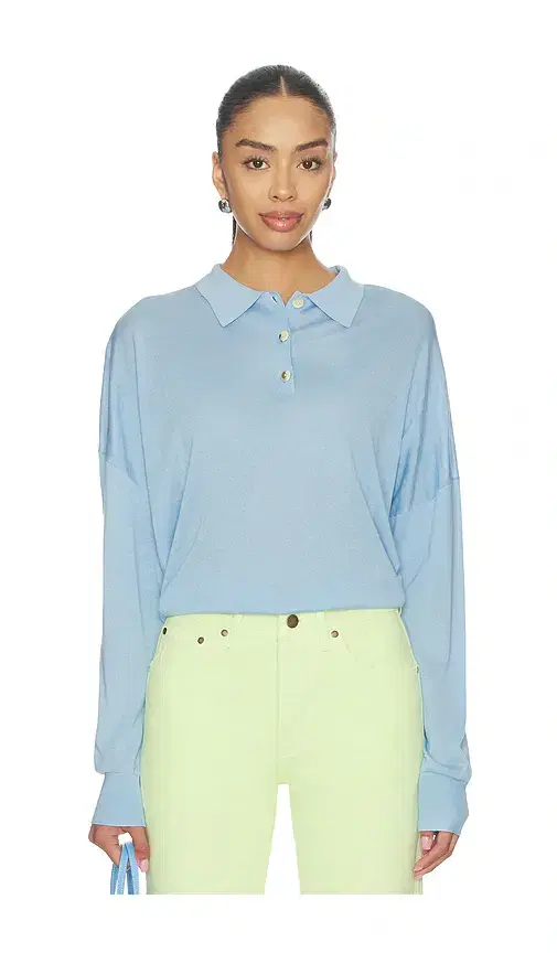 Silk Cashmere Boxy Long Sleeve Polo