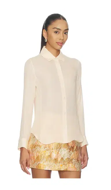 RENGGLI Silk Georgette Button Up Shirt | Thumbnail 2