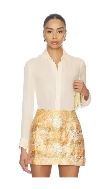 RENGGLI Silk Georgette Button Up Shirt | Thumbnail 1