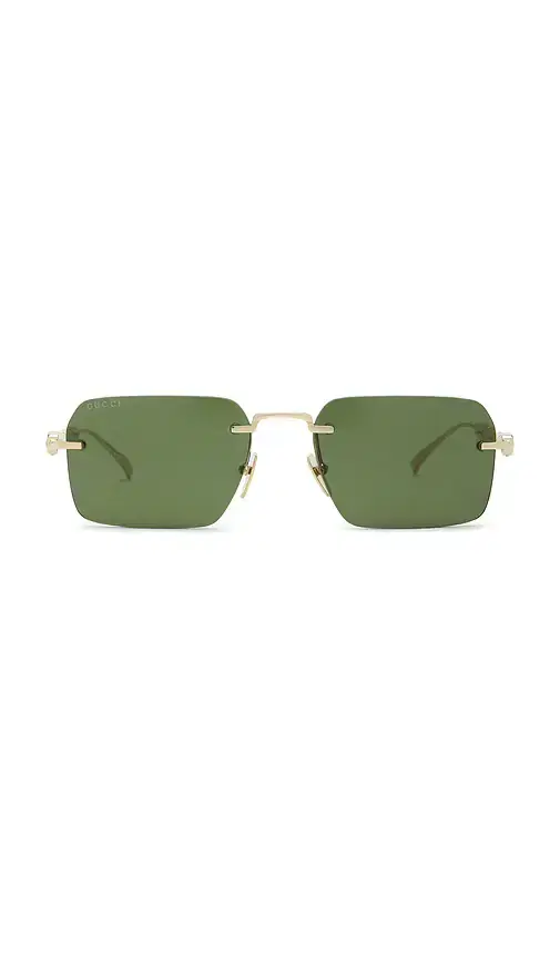 Gucci Rectangular Bamboo Metal Sunglasses