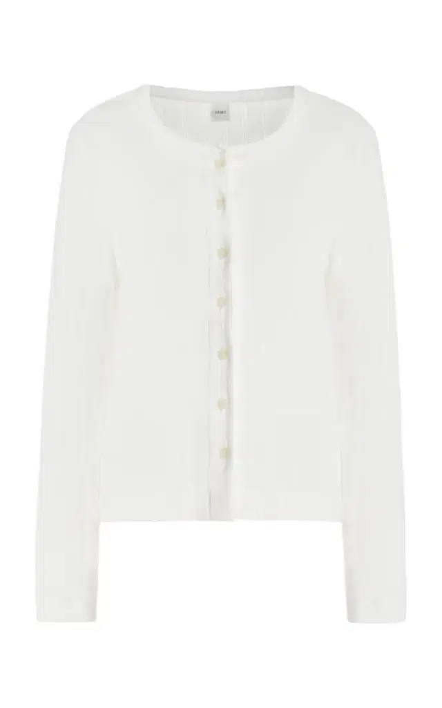 Leset Pointelle-Knit Cotton Cardigan