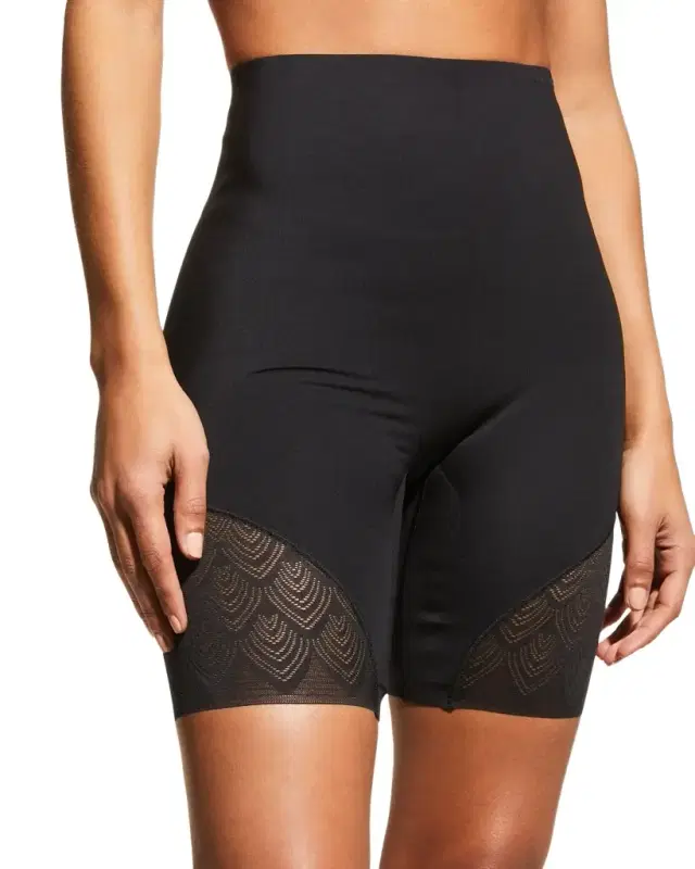Microfiber & Lace High-Waist Thigh Shaper