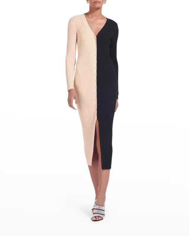 Shoko Ribbed Colorblock Sweater Dress