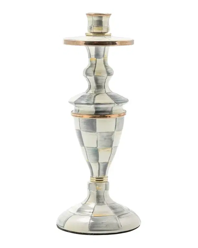 MacKenzie-Childs Sterling Check Enamel Candlestick Holder, Medium