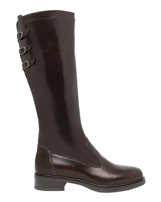 Leather Buckle Riding Boots