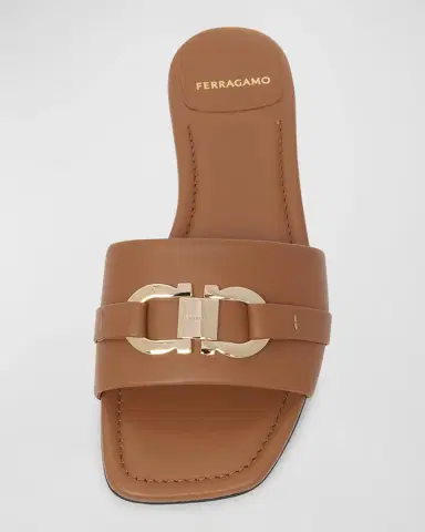 Ferragamo Leah Gancini Bit Leather Slide Sandals | Thumbnail 4 Ferragamo Leah Gancini Bit Leather Slide Sandals | Thumbnail 4