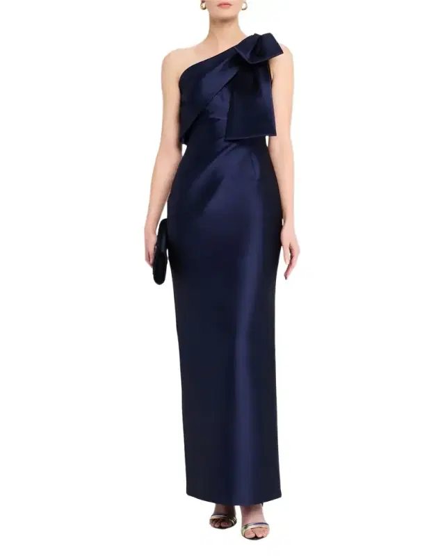 Bonnie One-Shoulder Bow Column Gown