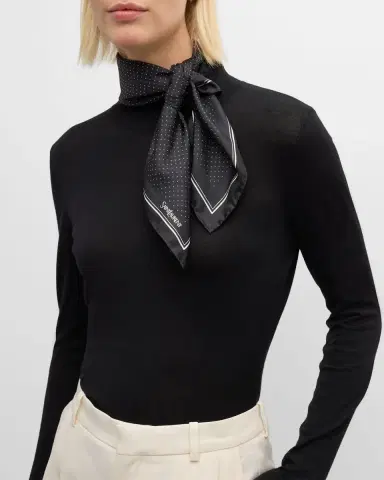 Saint Laurent Mini Polka-Dot Silk Square Scarf | Thumbnail 2
