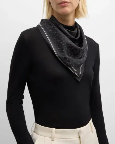 Saint Laurent Mini Polka-Dot Silk Square Scarf | Thumbnail 3