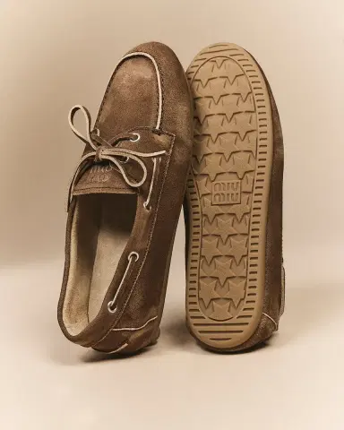 Miu Miu Suede Lace-Up Moccasins | Thumbnail 5