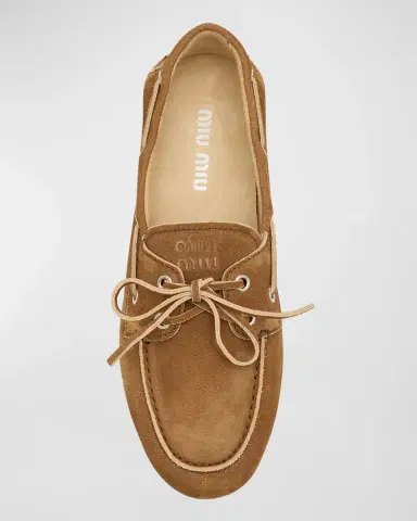 Miu Miu Suede Lace-Up Moccasins | Thumbnail 6