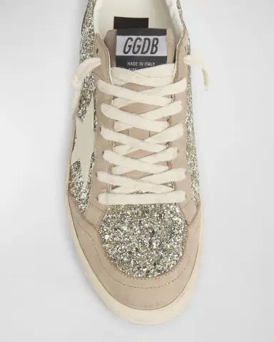 Golden Goose Ballstar Glitter Suede Low-Top Sneakers | Thumbnail 6