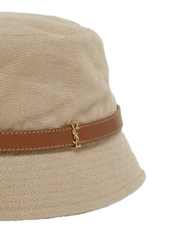 Canvas Bucket Hat With a YSL Leather Band