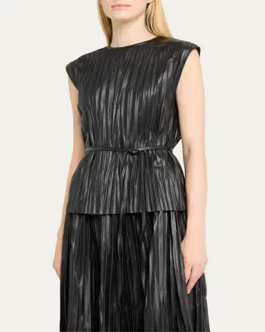 Proenza Schouler White Label Lyra Pleated Faux-Leather Top | Thumbnail 4 Proenza Schouler White Label Lyra Pleated Faux-Leather Top | Thumbnail 4