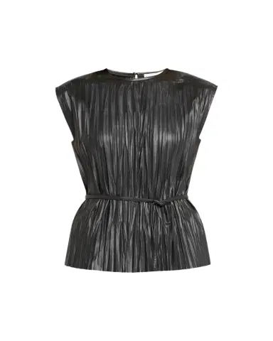 Proenza Schouler White Label Lyra Pleated Faux-Leather Top | Thumbnail 1 Proenza Schouler White Label Lyra Pleated Faux-Leather Top | Thumbnail 1