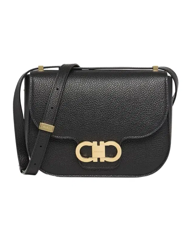 Ferragamo Double Gancio Flap Leather Crossbody Bag