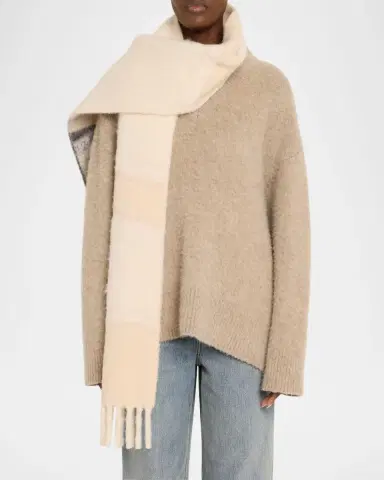 Loewe Textured Wool-Blend Fringe Scarf | Thumbnail 2 Loewe Textured Wool-Blend Fringe Scarf | Thumbnail 2
