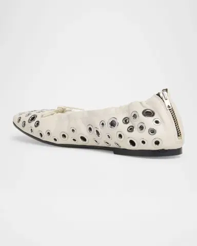 Golden Goose Amy Grommet Zip Leather Ballerina Flats | Thumbnail 4