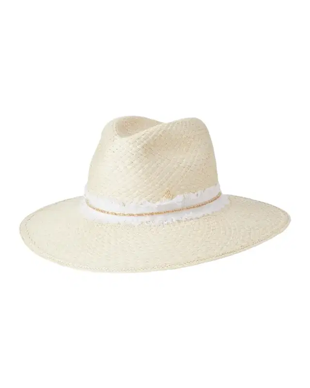 Henrietta Strass Denim Straw Fedora Hat