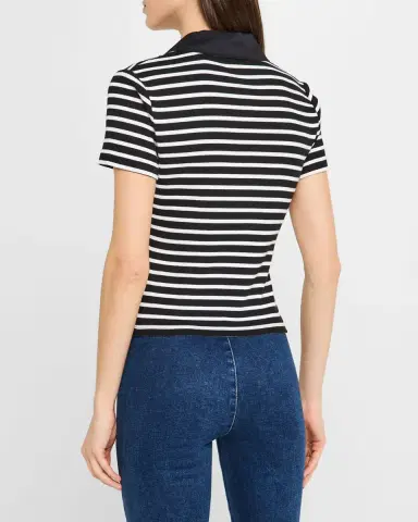Veronica Beard Kearney Short-Sleeve Polo Tee | Thumbnail 3 Veronica Beard Kearney Short-Sleeve Polo Tee | Thumbnail 3