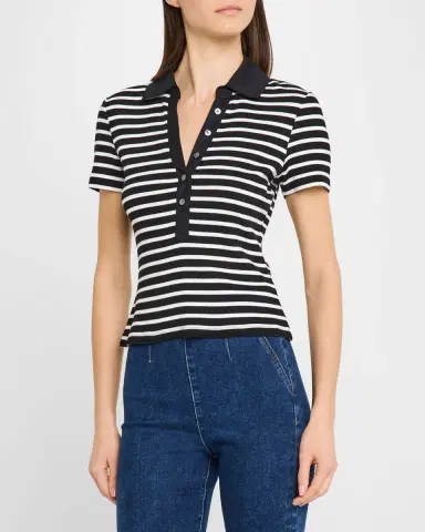Veronica Beard Kearney Short-Sleeve Polo Tee | Thumbnail 4 Veronica Beard Kearney Short-Sleeve Polo Tee | Thumbnail 4