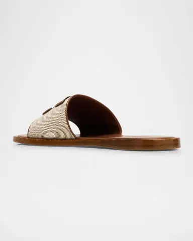 Miu Miu Canvas Logo Flat Slide Sandals | Thumbnail 4 Miu Miu Canvas Logo Flat Slide Sandals | Thumbnail 4