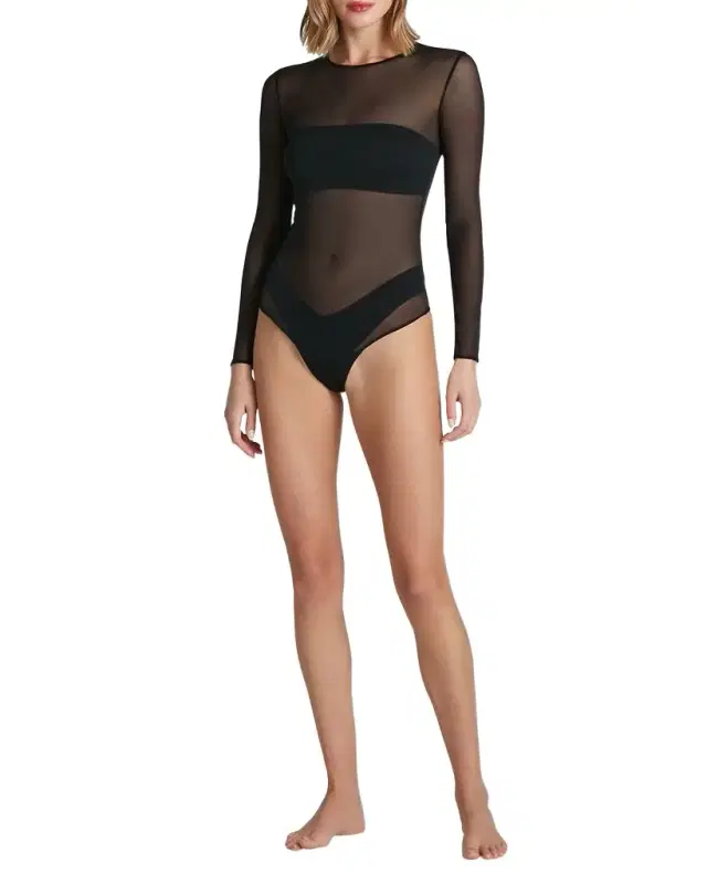 Long-Sleeve Mesh Bodysuit