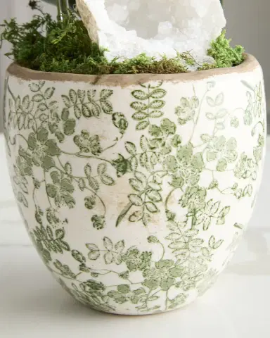 T & C Floral Company Double Orchid with Quartz 22" Faux Floral Arrangement in Ceramic Pot | Thumbnail 3