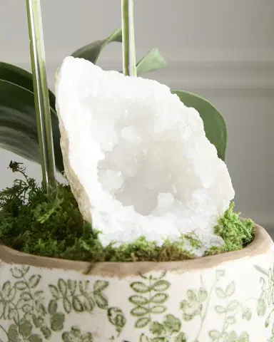 T & C Floral Company Double Orchid with Quartz 22" Faux Floral Arrangement in Ceramic Pot | Thumbnail 4