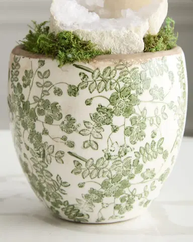 T & C Floral Company Double Orchid with Quartz 22" Faux Floral Arrangement in Ceramic Pot | Thumbnail 3