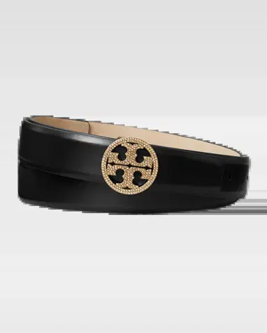 Tory Burch Miller Leather Pave Logo Belt | Thumbnail 2 Tory Burch Miller Leather Pave Logo Belt | Thumbnail 2