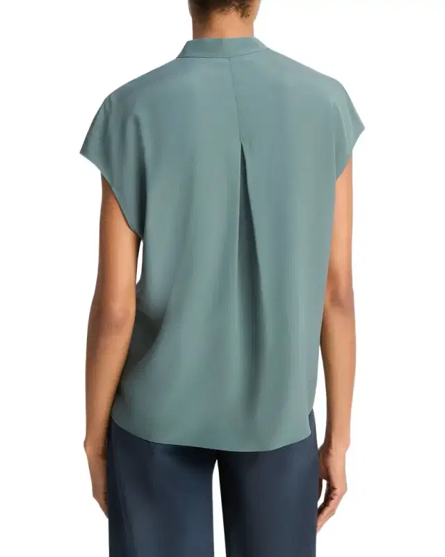 Cap-Sleeve Blouse with Hidden Placket