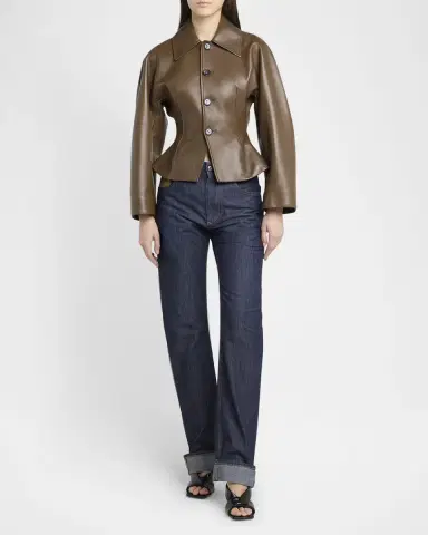 Bottega Veneta Soft Nappa Leather Waister Shirt Jacket | Thumbnail 2