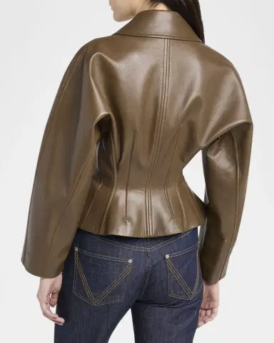 Bottega Veneta Soft Nappa Leather Waister Shirt Jacket | Thumbnail 3