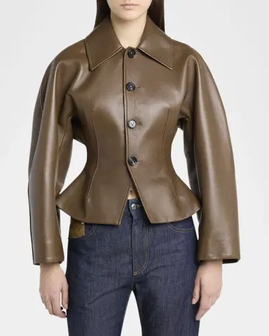 Bottega Veneta Soft Nappa Leather Waister Shirt Jacket | Thumbnail 4