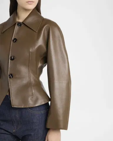 Bottega Veneta Soft Nappa Leather Waister Shirt Jacket | Thumbnail 5