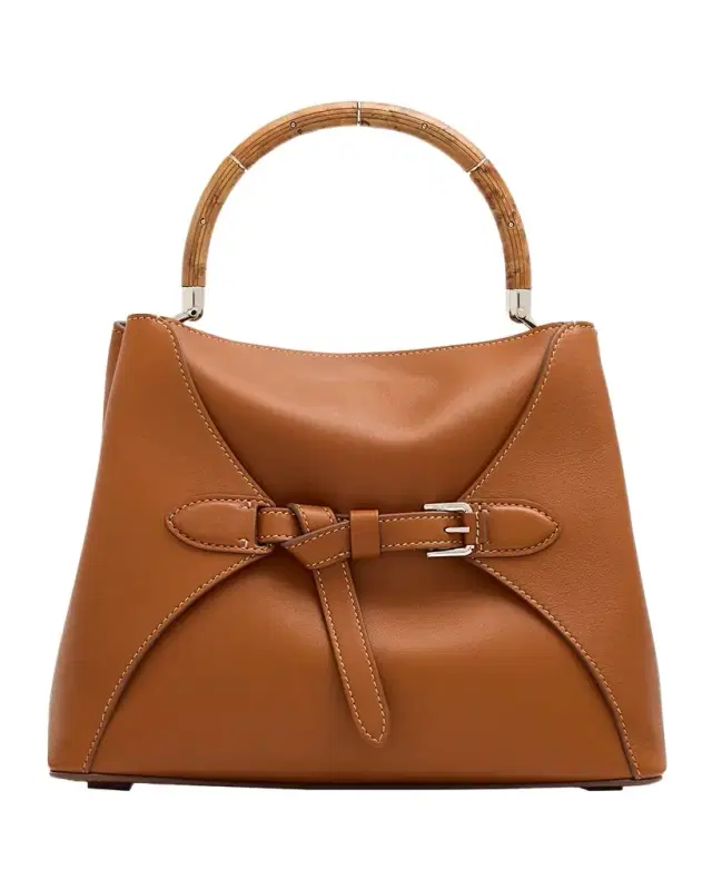 The Ralph Wooden Top-Handle Bag in Leather