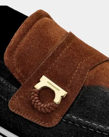 Ferragamo Men's Suede Boat Shoe Loafers with Gancini | Thumbnail 2
