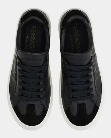 Ferragamo Men's Gancini Leather Low-Top Sneakers | Thumbnail 3 Ferragamo Men's Gancini Leather Low-Top Sneakers | Thumbnail 3
