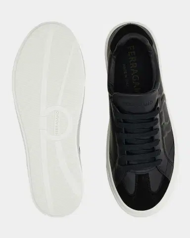 Ferragamo Men's Gancini Leather Low-Top Sneakers | Thumbnail 4 Ferragamo Men's Gancini Leather Low-Top Sneakers | Thumbnail 4