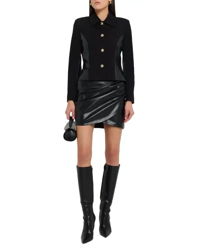 Shyann Ruched Vegan Leather Skirt