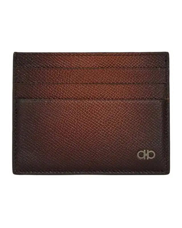 Men 's Micro Gancini Grain Leather Card Holder